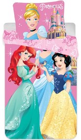 Set lenjerie pat copii Princess Ariel, Cinderella and Snow White 90x140 + 40x55 SunCity