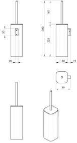 Perie de WC negru-mat de montat pe perete Gedy Flori – Sapho