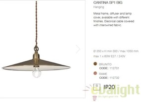 Lustra, Pendul rustic inaltime reglabila CANTINA SP1 BIG BRUNITO 112701