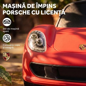 AIYAPLAY Mașinuță de Împins pentru Copii cu Licență Porsche, Claxon, Faruri și Sunet de Pornire, PP, Roșu | Aosom Romania