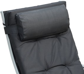 Outsunny Șezlong pliabil 7 poziții, șezlong înclinabil, confort sporit cu saltea + cotiere, metal epoxidic, textilenă, poliester Negru | Aosom Romania