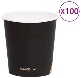 Pahare de cafea de hartie, 100 buc., negru, 120 ml 100, Negru, 120 ml