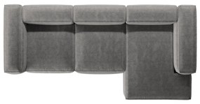 Colțar gri deschis cu tapițerie din catifea reiată (cu colț pe partea dreaptă/cu șezlong) Bergamo – Cosmopolitan Design