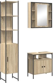vidaXL Set de mobilier pentru baie 3 pcs Stejar Sonoma Lemn compozit