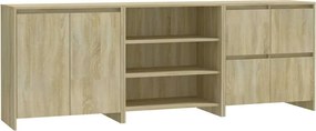 vidaXL Servantă, stejar Sonoma, 3 piese, lemn prelucrat