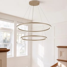 Brilagi - lustru pe cablu LED dimabil PORTOFINO LED/98W/230V Ø 80 cm bej + telecomandă