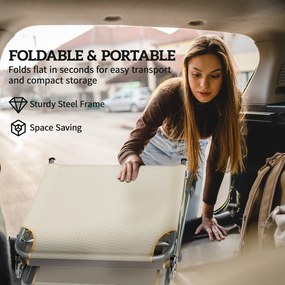 Outsunny Set de 2 șezlonguri pliante reclinabile cu copertină 360° orificiu facial buzunar lateral și Textilene 550 g/m² bej | Aosom Romania