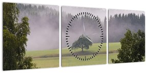 Tablou - Lunca cu copac (cu ceas) (90x30 cm)