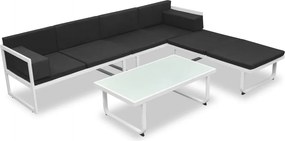 vidaXL Set mobilier de grădină cu perne, 4 piese, negru, aluminiu