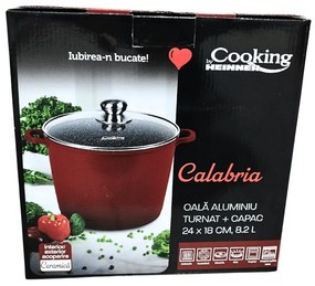 Heinner oala aluminiu 8.2 L cu acoperire din ceramica cu capac din sticla interior exterior din ceramica aluminiu turnat 24x18cm 8,2l
