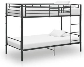 vidaXL Pat supraetajat, negru, 90 x 200 cm, metal