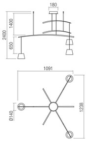 Lustră LED pe cablu LOLLI 3xLED/6W/230V negru Redo 01-1525