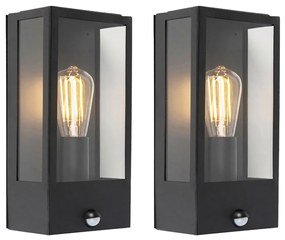 Set de 2 aplice de perete exterioare negre cu senzor de mișcare - Rotterdam