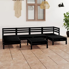 3083343 vidaXL Set mobilier de grădină, 7 piese, negru, lemn masiv de pin