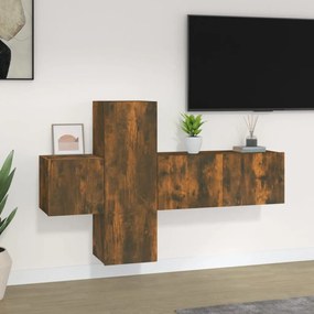 vidaXL Set dulapuri TV, 3 piese, stejar fumuriu, lemn prelucrat