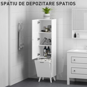 HOMCOM Dulap de Baie cu Dulap cu 3 Rafturi și Dulap Inferior Alb | Aosom Romania