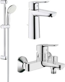 Pachet complet baterii baie inaltime medie Grohe Bau Edge ( 23758000,23334000, 27853003 )