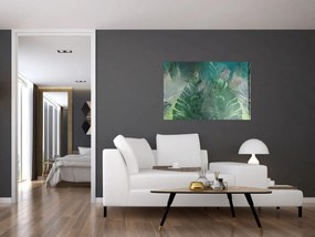 Tablou - Textura de beton cu frunze (90x60 cm)