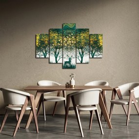 Tablou - Căprioare în pădurea verde (150x105 cm)