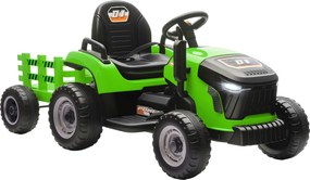 AIYAPLAY Tractor Electric 2 în 1 pentru Copii 3-8 Ani 12V cu Remorcă Detașabilă, Mașină Electrică pentru Copii cu Telecomandă, Centură de Siguranță, Muzică, Lumini LED și Claxon, Verde | Aosom Romania