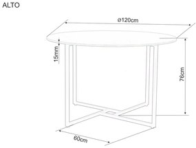 Masa rotunda de dining cu blat in decor stejar ALTO 120x120