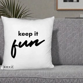 Perna Decorativa Keep It Fun, 40x40 cm, Alb Pufos, Husa Detasabila, Perna Inclusa, BEKZ®