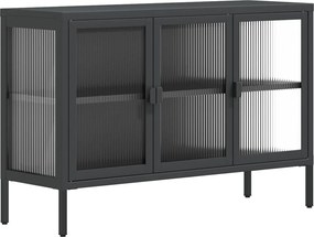 vidaXL Dulap, negru, 105x35x70 cm, sticlă și oțel