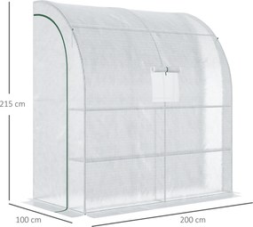 Outsunny 7' x 3' x 7' Outdoor Walk-In Greenhouse, Plant Nursery with Roll-up Windows, PE Cover, and 3 Wire Shelves, White | Aosom Romania