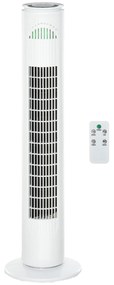 HOMCOM Ventilator Turn cu 3 Moduri și 3 Viteze cu Cronometru 10h, Ventilator de Podea ABS cu Telecomandă, Ø22x77 cm, Alb | Aosom Romania