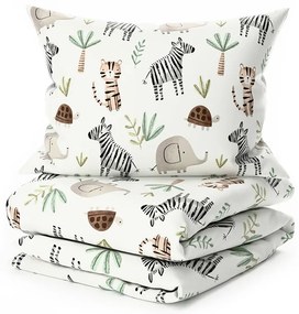 Set de lenjerie de pat din microfibra pentru patut cu cearsaf JUNGARI, crem