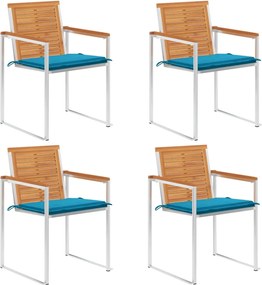 vidaXL Scaune de grădină cu perne, 4 buc., lemn masiv de acacia