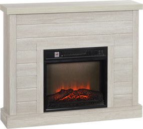 HOMCOM Șemineu Electric cu Flacără 3D, Oprire Automată, Încălzire Reglabilă și Temporizator, 96,5x22x81,7 cm, Gri Deschi | Aosom Romania