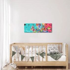 Tablou - Harta Europei pentru copii (cu ceas) (90x30 cm)