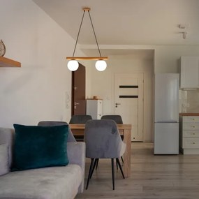 Pendul cu cablu WOODSTOCK 2xE27/15W/230V lemn/negru