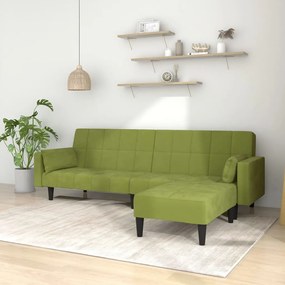 3080700 vidaXL Canapea extensibilă 2 locuri 2 perne/taburet verde catifea