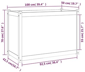 Jardiniera de gradina, 100x50x70 cm, lemn masiv de pin 1, Maro