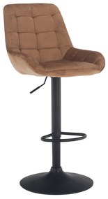 Scaun de bar tapiterie velur maro chiro 54x57x116 cm