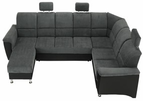 Colţar, piele ecologică negru/material, model dreapta, SANTIAGO U