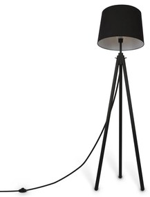 Lampadar, Lampa de podea cu trepied din lemn Calvin negru