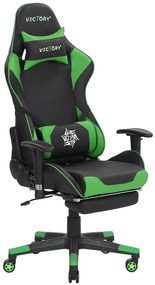 Scaun de birou VITTORE (piele artificială) (negru + verde). 1019108