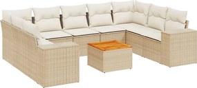 vidaXL Set canapele de grădină cu perne, 10 piese, bej, poliratan