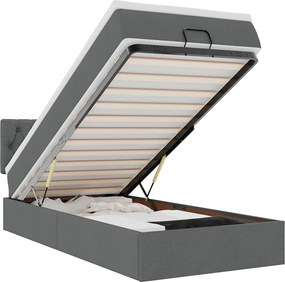 vidaXL Cadru de pat otoman cu saltele Gri închis 80x200cm țesătură
