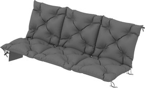 Outsunny Pernă bancă hidrofugă antiderapantă, perniță pentru leagăn exterior cu spătar &amp; fixări 150 x 100 cm gri închis | Aosom Romania
