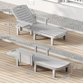 Outsunny Set 2 Șezlonguri cu Spătar Reglabil în 5 Poziții, Măsuță și Brațe Ergonomice, 79x158x88 cm, Gri | Aosom Romania