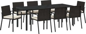 vidaXL Set de masă pentru grădină 9 pcs Negru