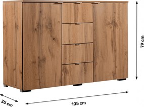 Comodă, stejar wotan, MIRANDA TYP 1