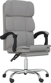 vidaXL Fotoliu de birou rabatabil, gri deschis, textil