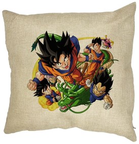 Perna Decorativa cu Dragonball characters, 40x40 cm, Husa Detasabila, Burduf