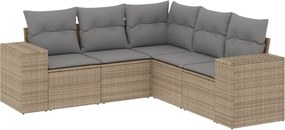 vidaXL Set canapele de grădină cu perne, 5 piese, bej, poliratan