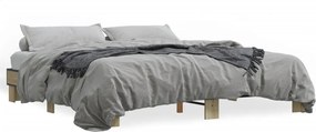 vidaXL Cadru de pat, stejar sonoma, 160x200cm, lemn prelucrat și metal